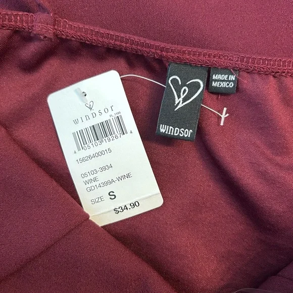 Windsor Play It Cool Crepe Mini Dress Women’s SZ Small Burgundy Fall NEW - Picture 7 of 9